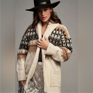 Anthropologie Patterned Cardigan Sweater Western